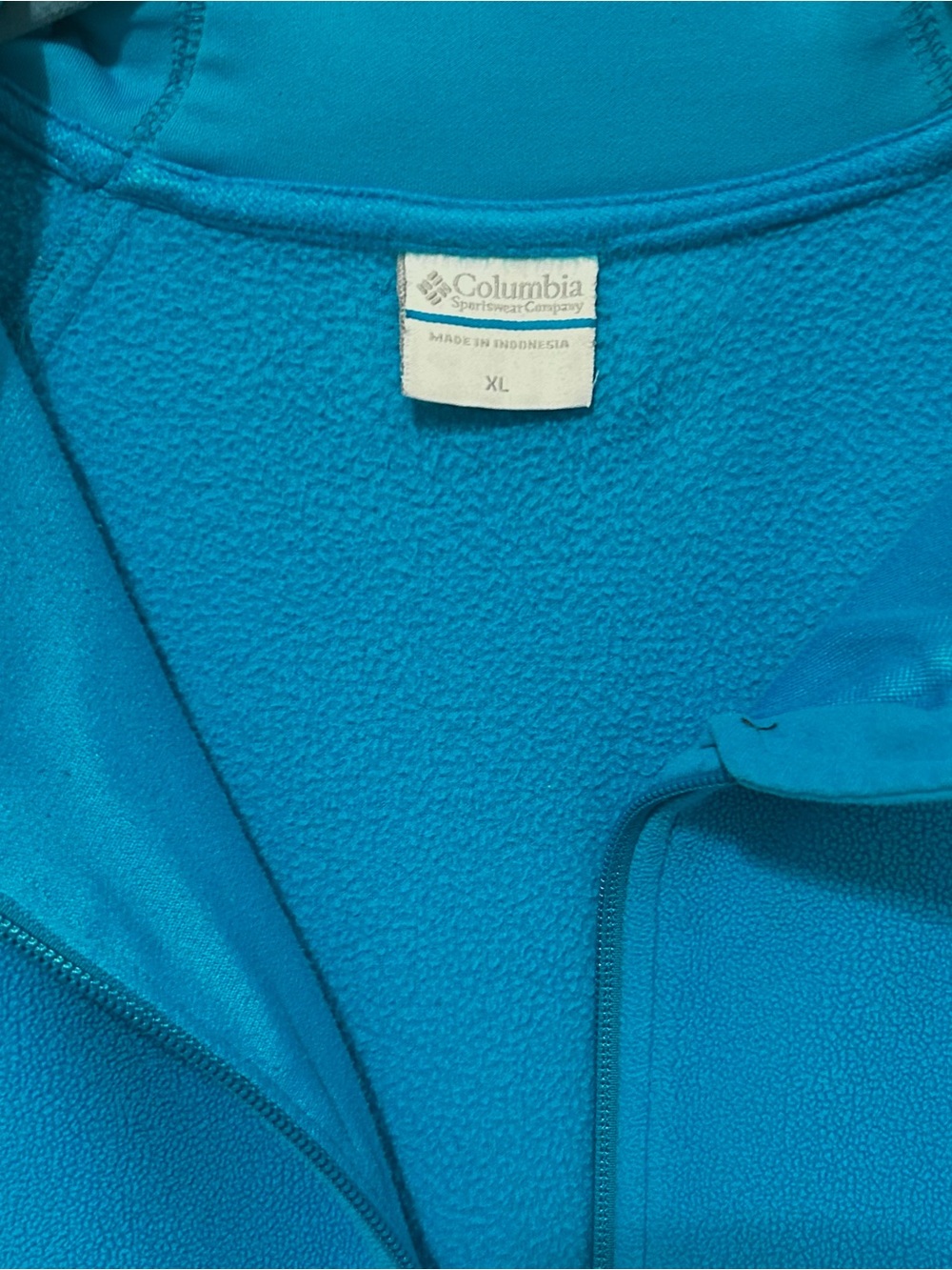 Columbia Fleece XL Teal Full Zip Hooded Jacket - Picture 6 of 6
